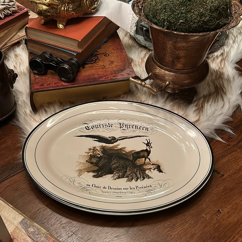 French Lithograph Inspired Ceramic Platter - Picture 5 of 5